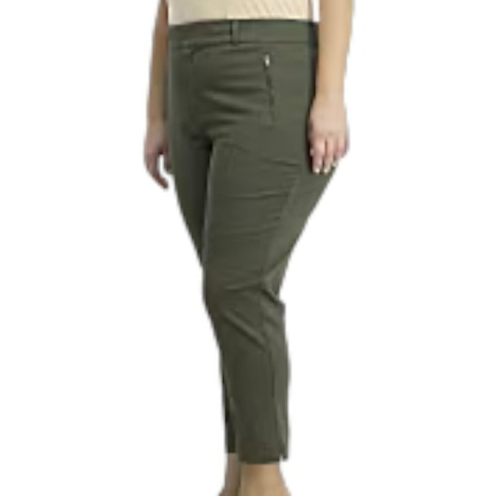 41 Hawthorn Francis Straight Leg Cotton Blend Ankle Pants - Olive Green - 22W